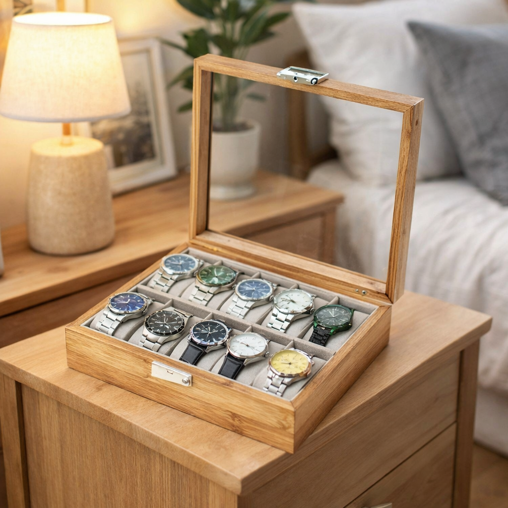 Coffret En Bambou Pour Montres – Exposition Naturelle Et Élégante