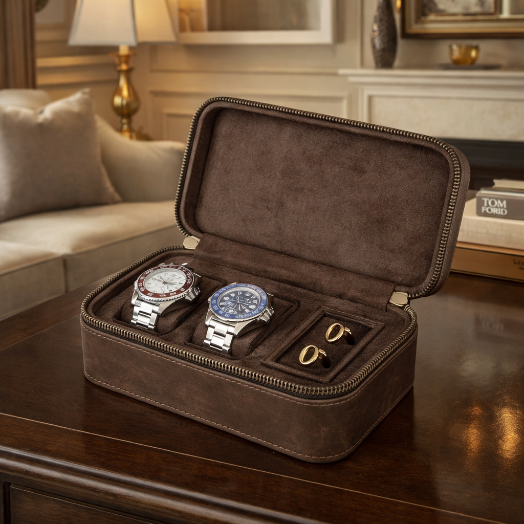Étui De Voyage En Cuir – 3 Emplacements Élégants