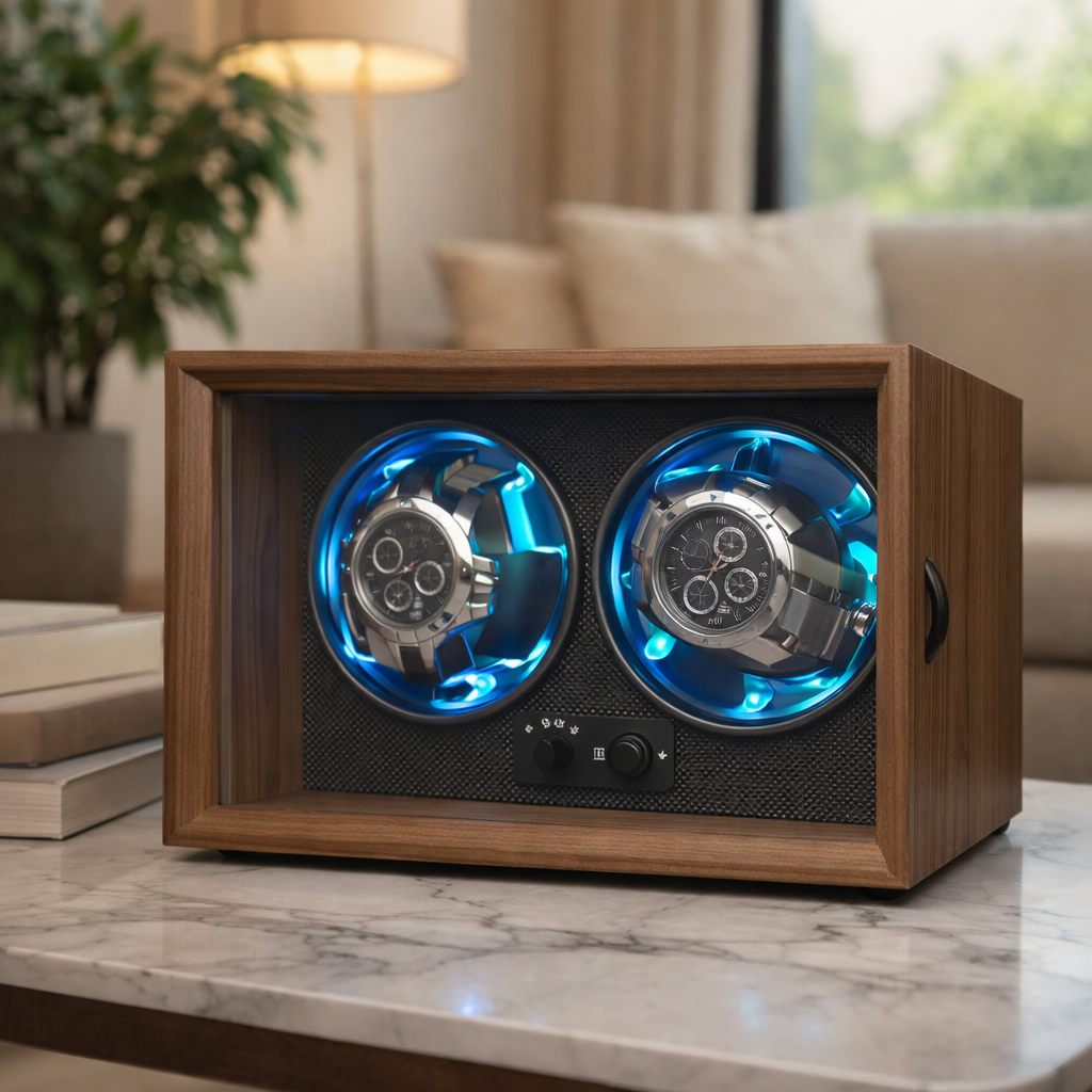 Remontoir Automatique En Similicuir Avec LED Bleue