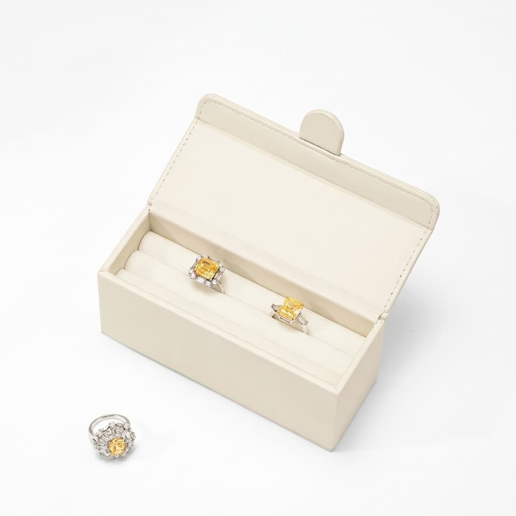 Boîte à Bagues Couple en Cuir et Velours