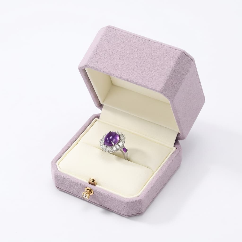 Boîte à Bagues Double Velours Violet Élégante – Femme