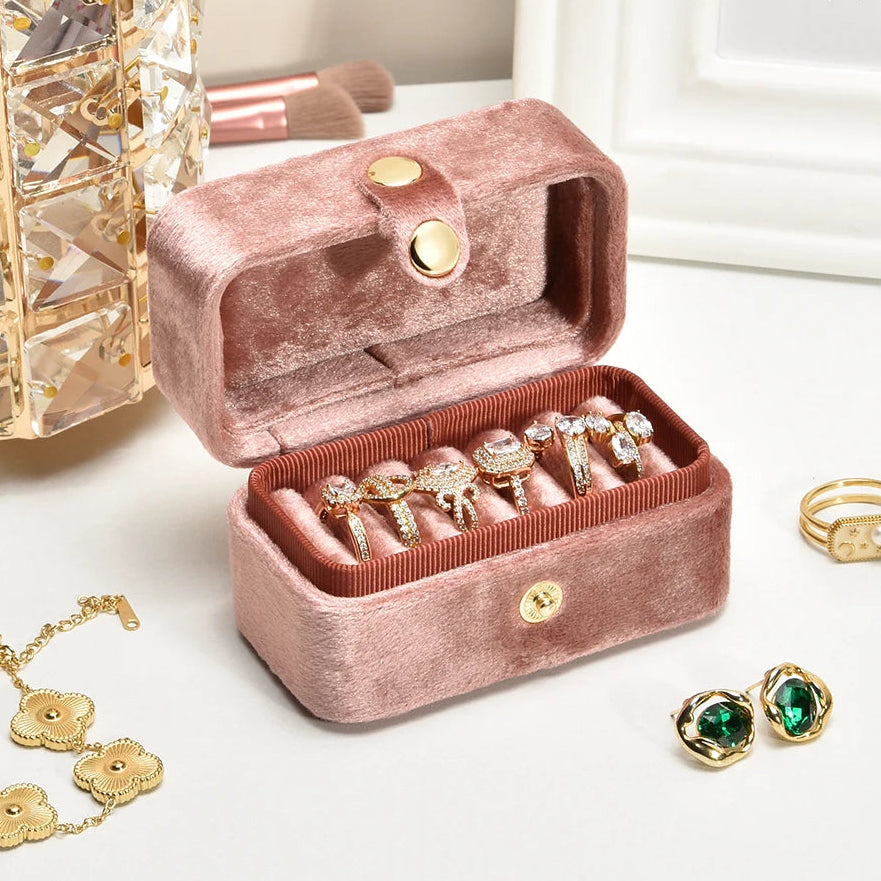 Boîte à Bagues Velours Vintage de Voyage – Femme