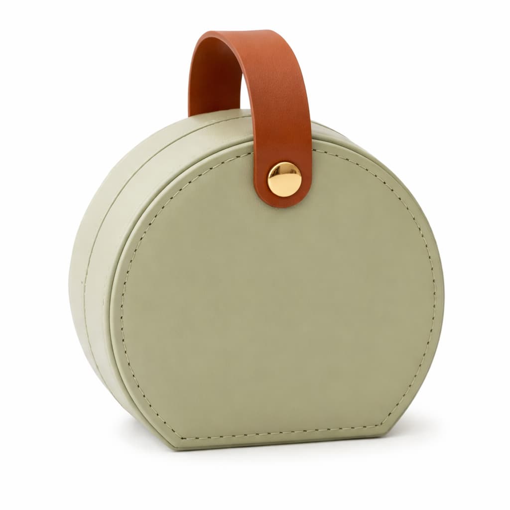 Boîte à Bijoux Demi-Cercle en Cuir Élégante – Femme