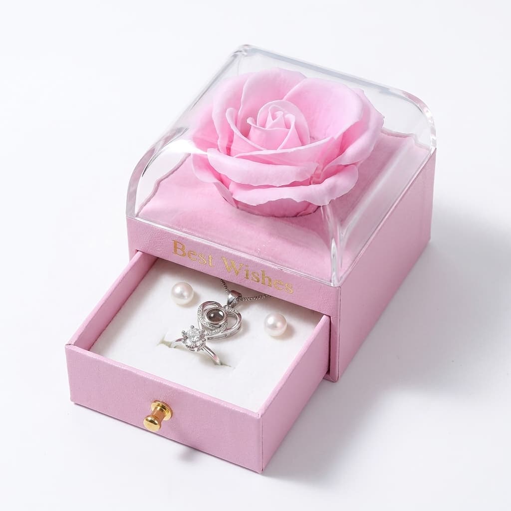Boîte Bijoux Rose Romantique