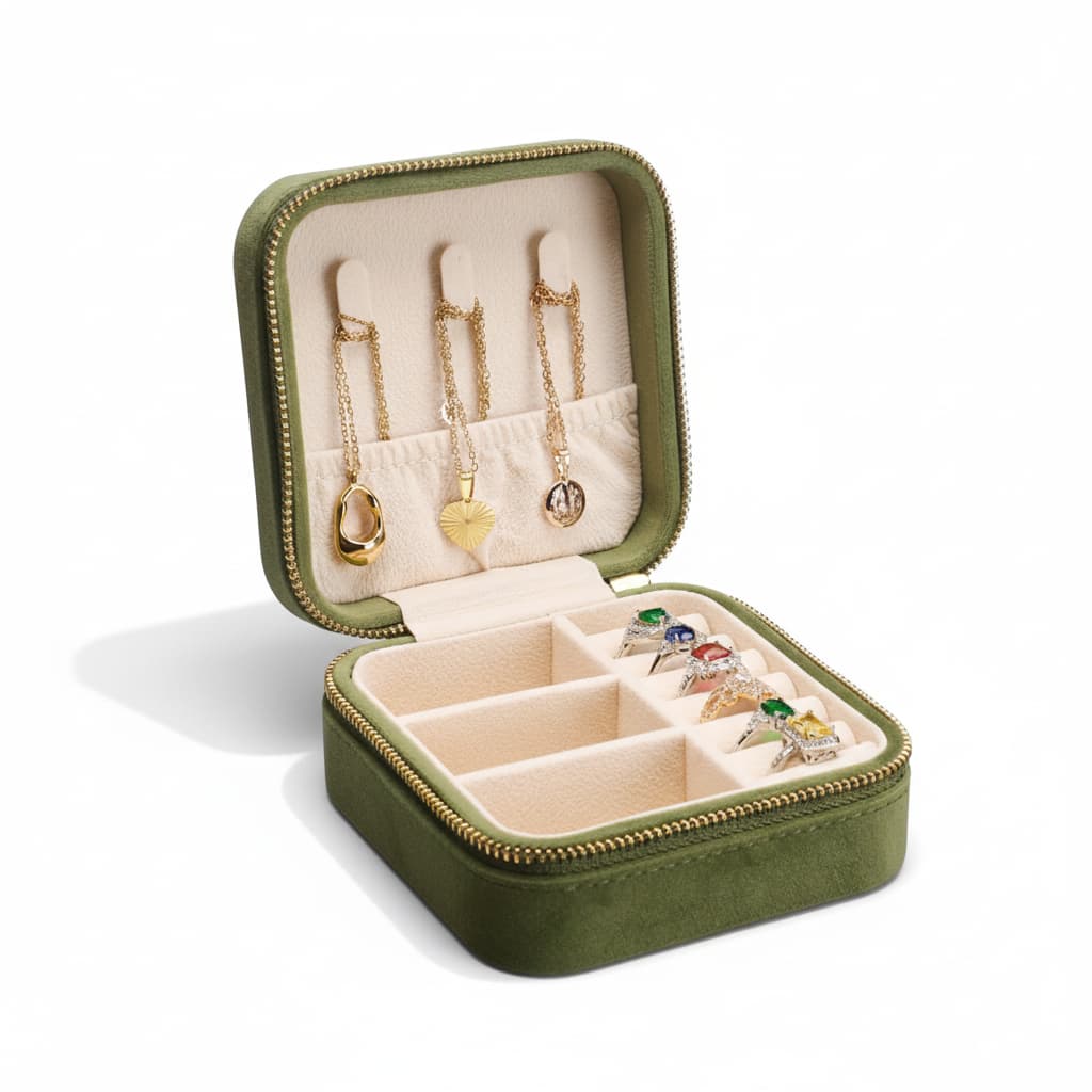 Boîte à Bijoux Velours Mini de Voyage Vintage – Femme