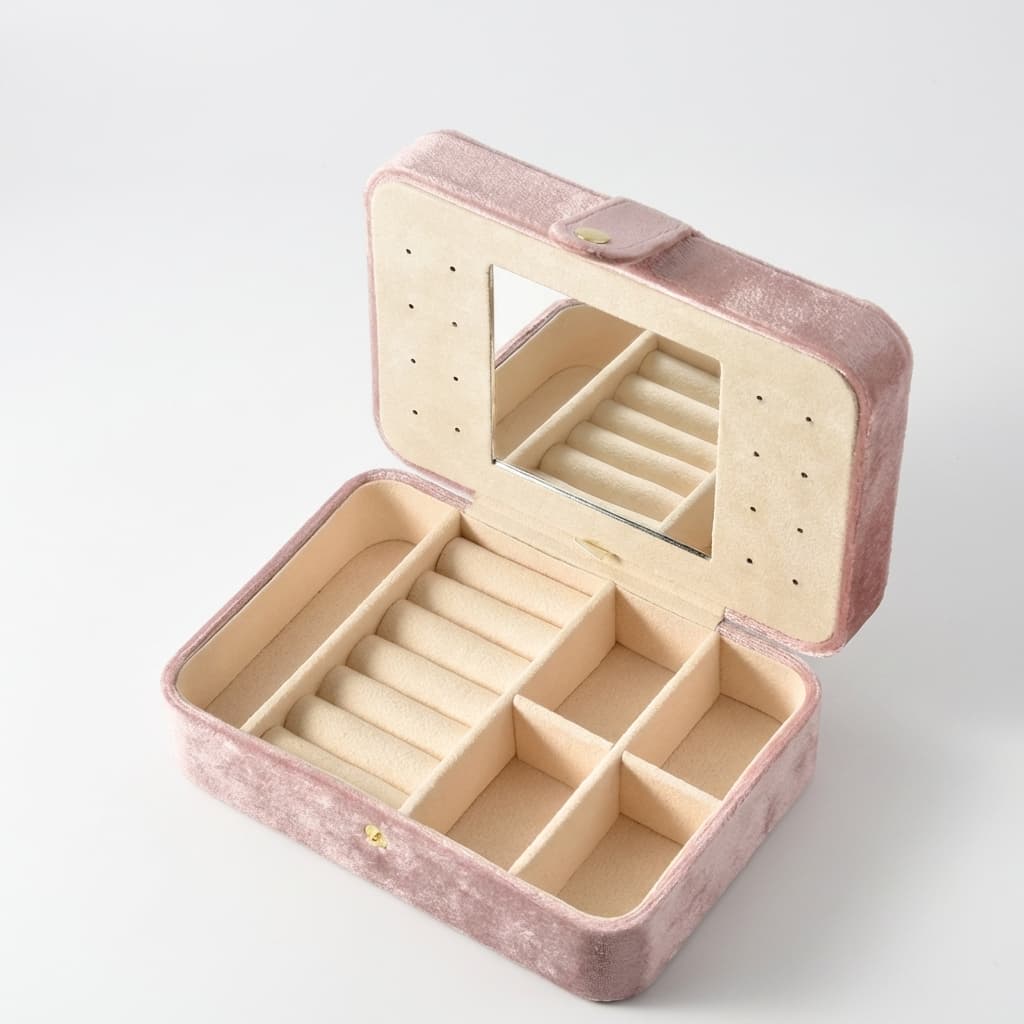 Boîte à Bijoux Velours avec Miroir – Femme