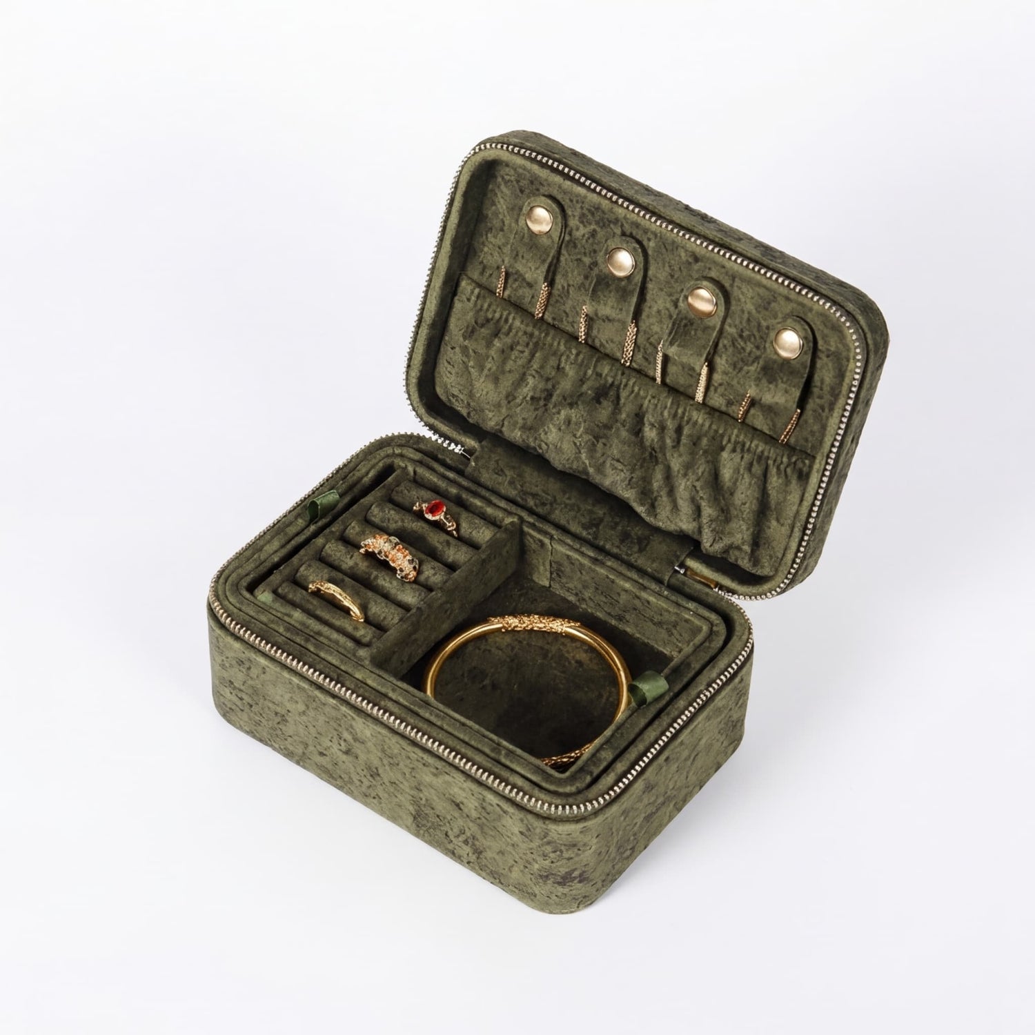 Boîte à Bijoux Velours de Voyage avec Zip – Femme