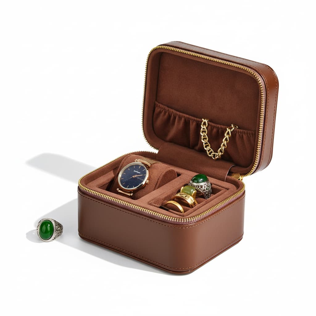 Boîte à Montre et Bijoux en PU avec Intérieur Velours – Mixte