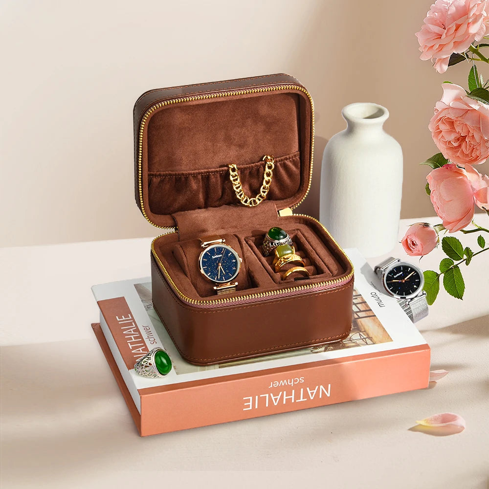 Boîte à Montre et Bijoux en PU avec Intérieur Velours – Mixte