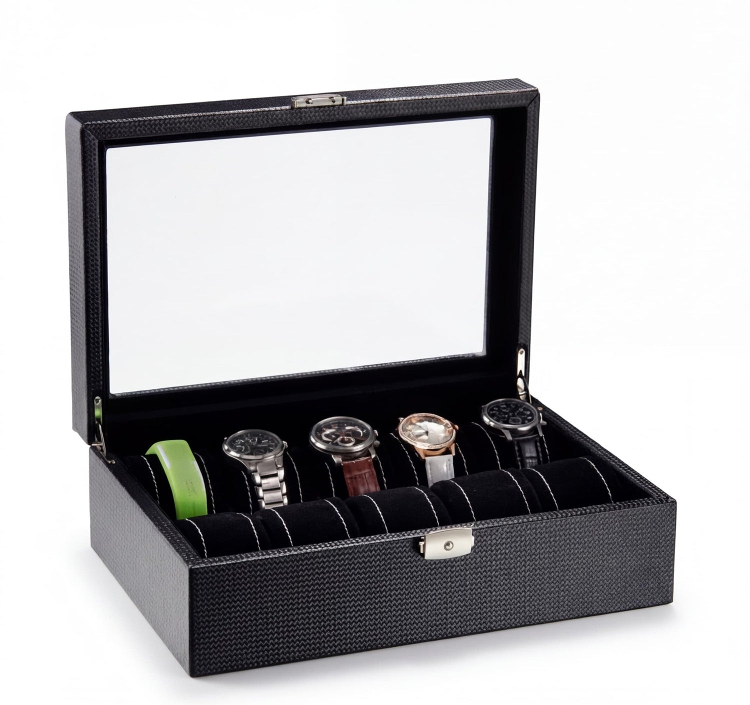 Boîte à Montres 10 Emplacements Cuir avec Serrure