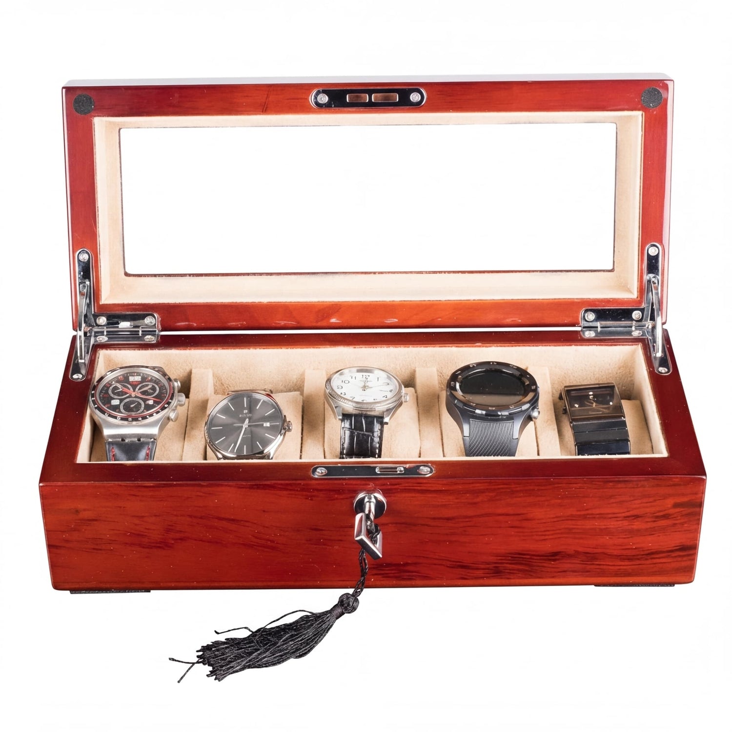 Boîte à Montres Bois 5 Emplacements avec Serrure