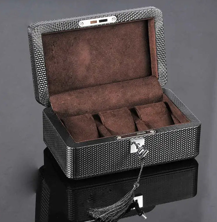 Boîte à Montres Cuir 3 Emplacements avec Serrure