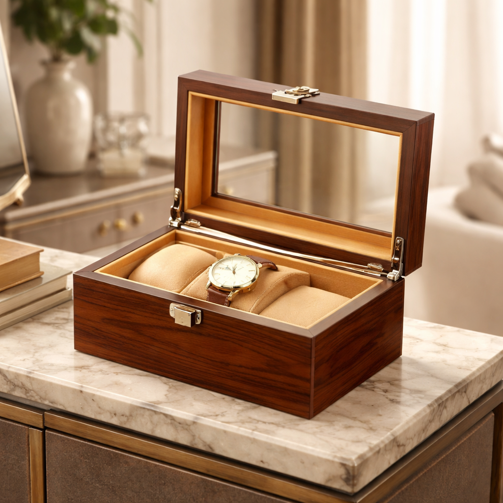 Boîte à Montre En Bois – 3 Emplacements