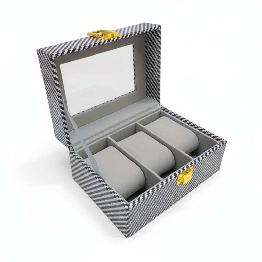 Boite À Montre Rayé Fibre De Carbone – Multi-Emplacements