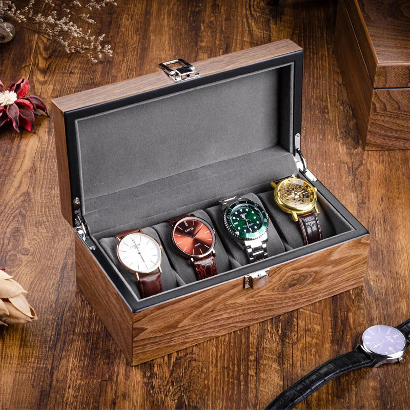 Boite À Montre En Bois Noyer – Rangement Élégant Sans Vitrine