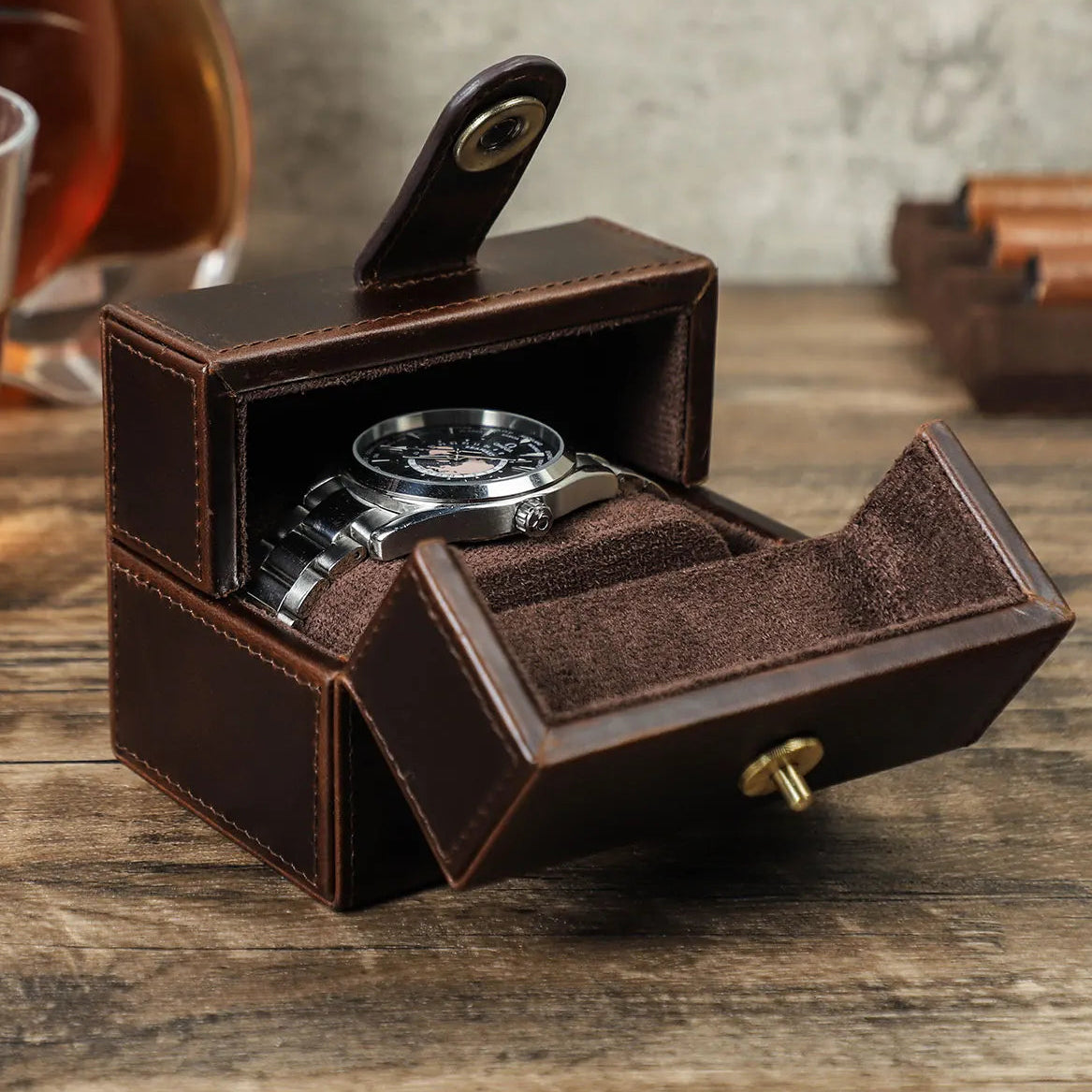 Boite À Montre Rétro En Cuir – 1 Emplacement
