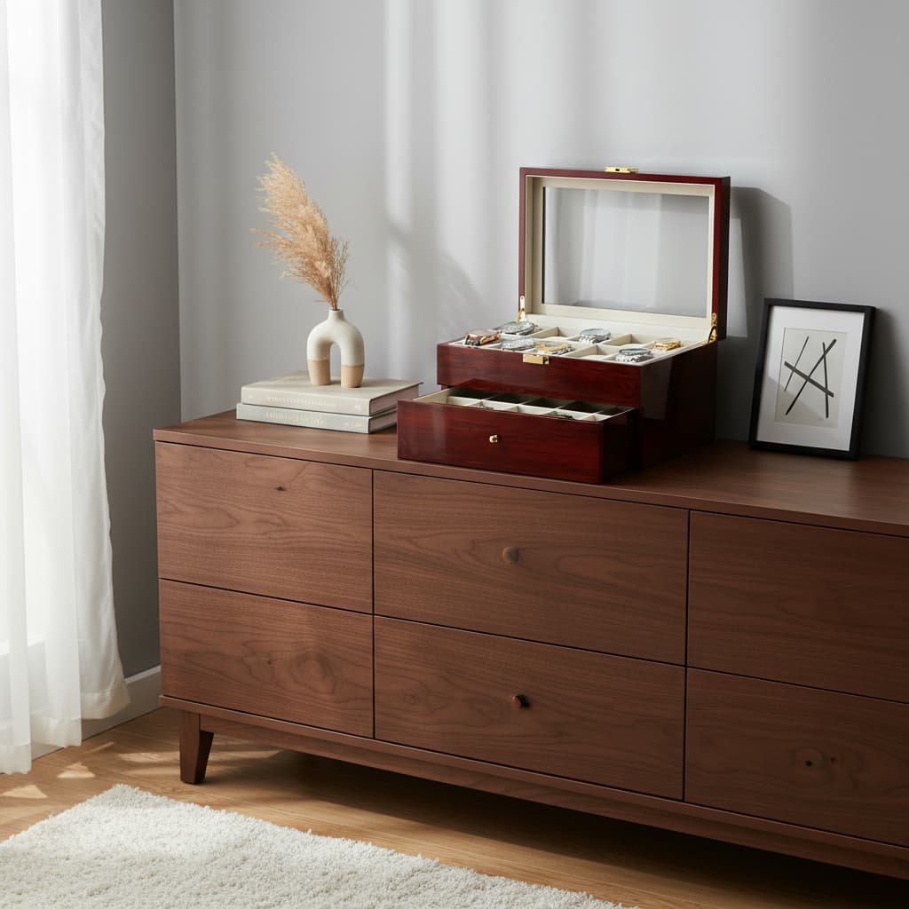 Boite À Montres 20 Emplacements – Coffret Bois Finition Piano Rouge