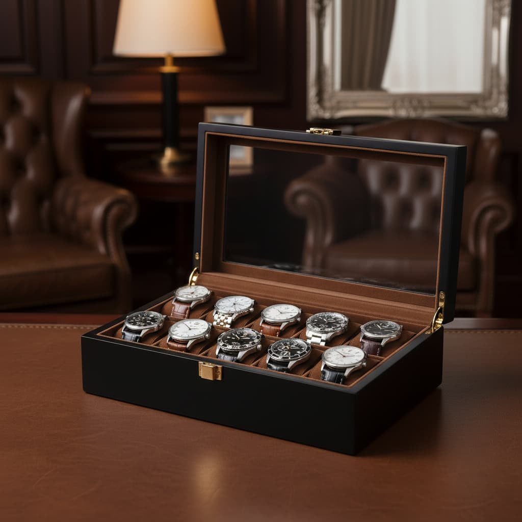 Boite À Montres En Bois Style Asiatique – Coffret Créatif 6 Ou 10 Emplacements