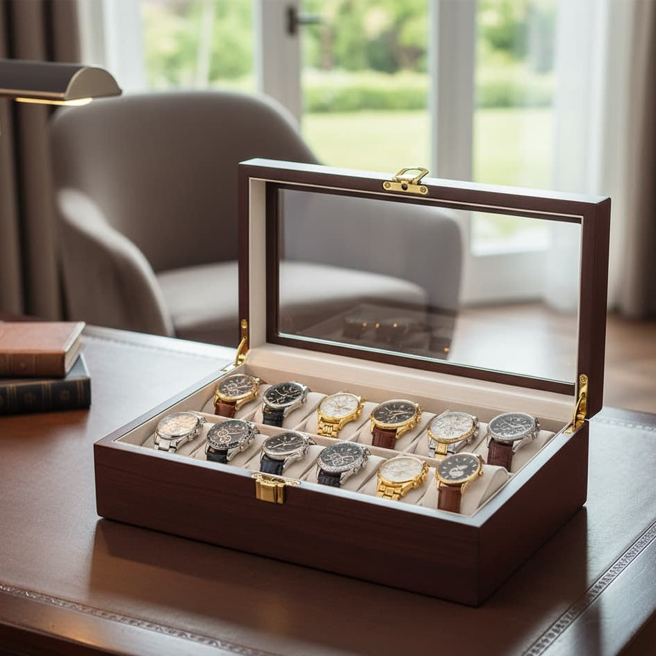 Boite À Montres En Bois Laqué – Coffret Multi-Emplacements