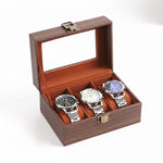 Boite À Montres En Cuir Effet Bois – Coffret Multi-Emplacements