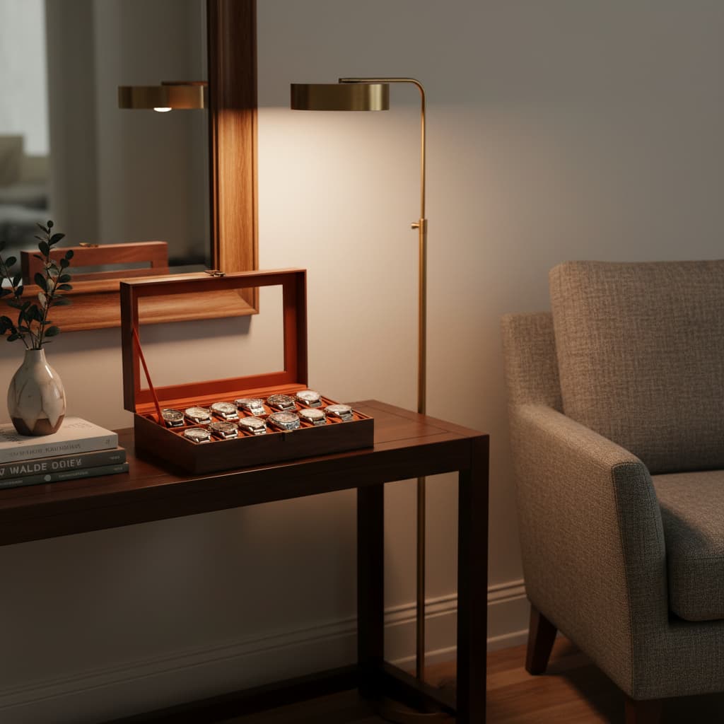 Boite À Montres En Cuir Effet Bois – Coffret Multi-Emplacements