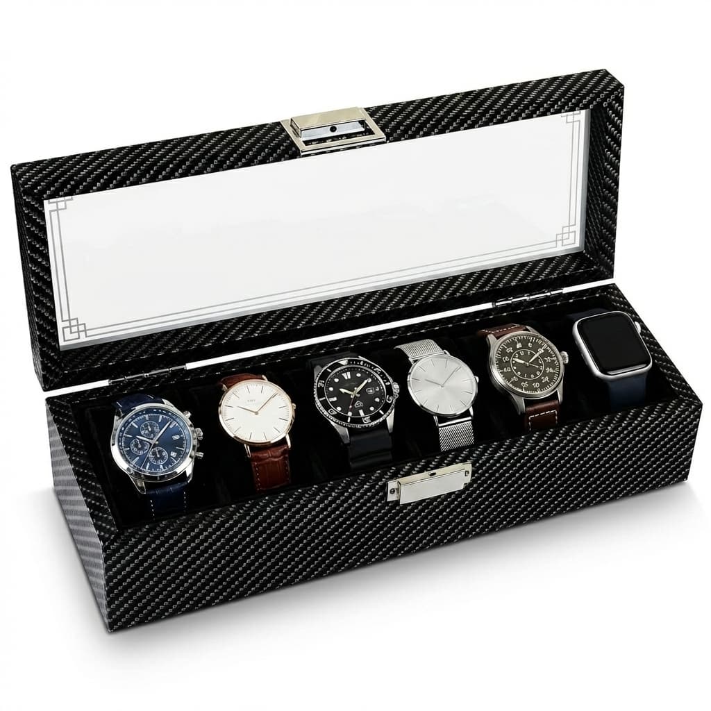 Boite À Montres Finition Brillante – Coffret Collection Effet Noyer