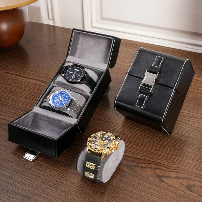 Boite À Montres Noire – Coffret Premium Double Ouverture 2 Emplacements