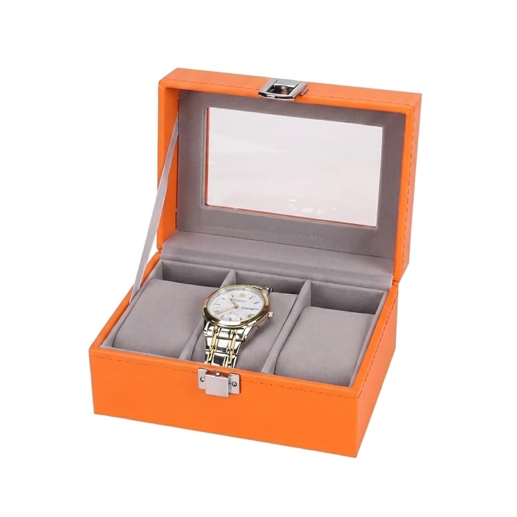 Boite À Montres Orange – Coffret Vintage Multi-Emplacements