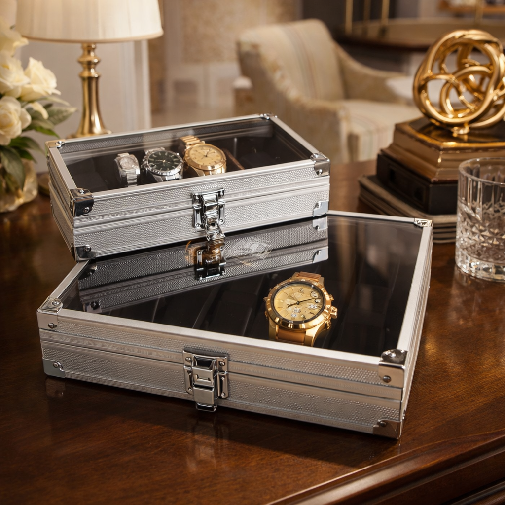 Boîte à Montres en Aluminium – 6, 12 ou 24 Emplacements