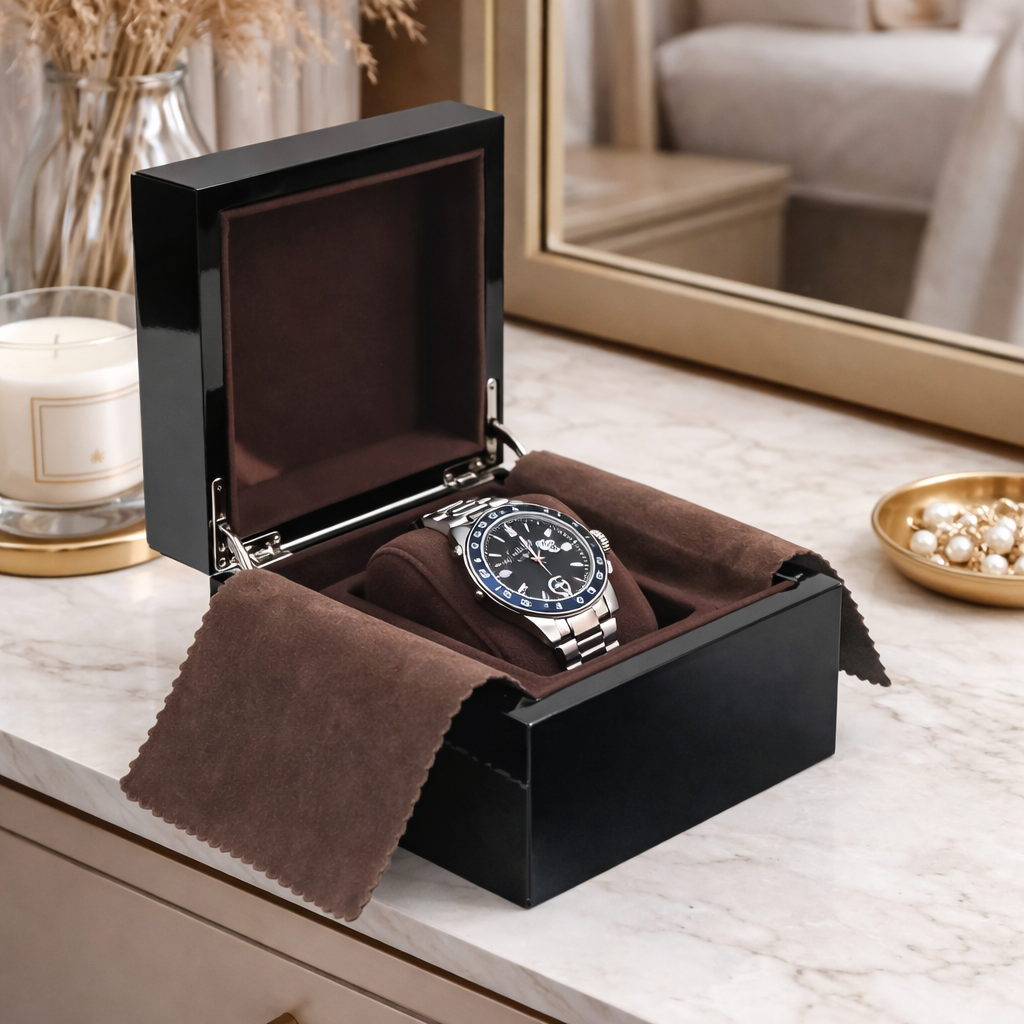 Coffret Carré En Bois Laqué Noir – Écrin Haut De Gamme