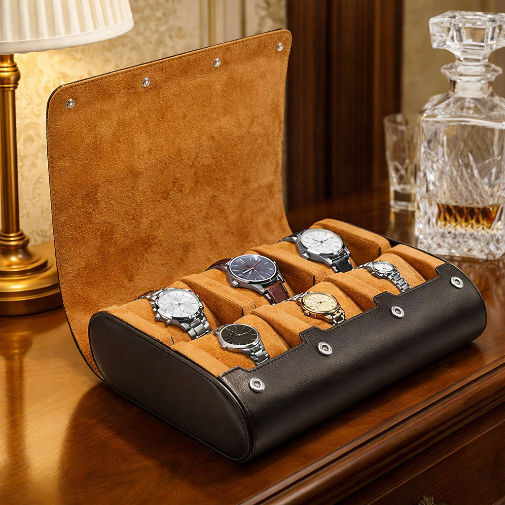 Coffret De Voyage Pour Montres – 6 Emplacements Stables Et Séparés