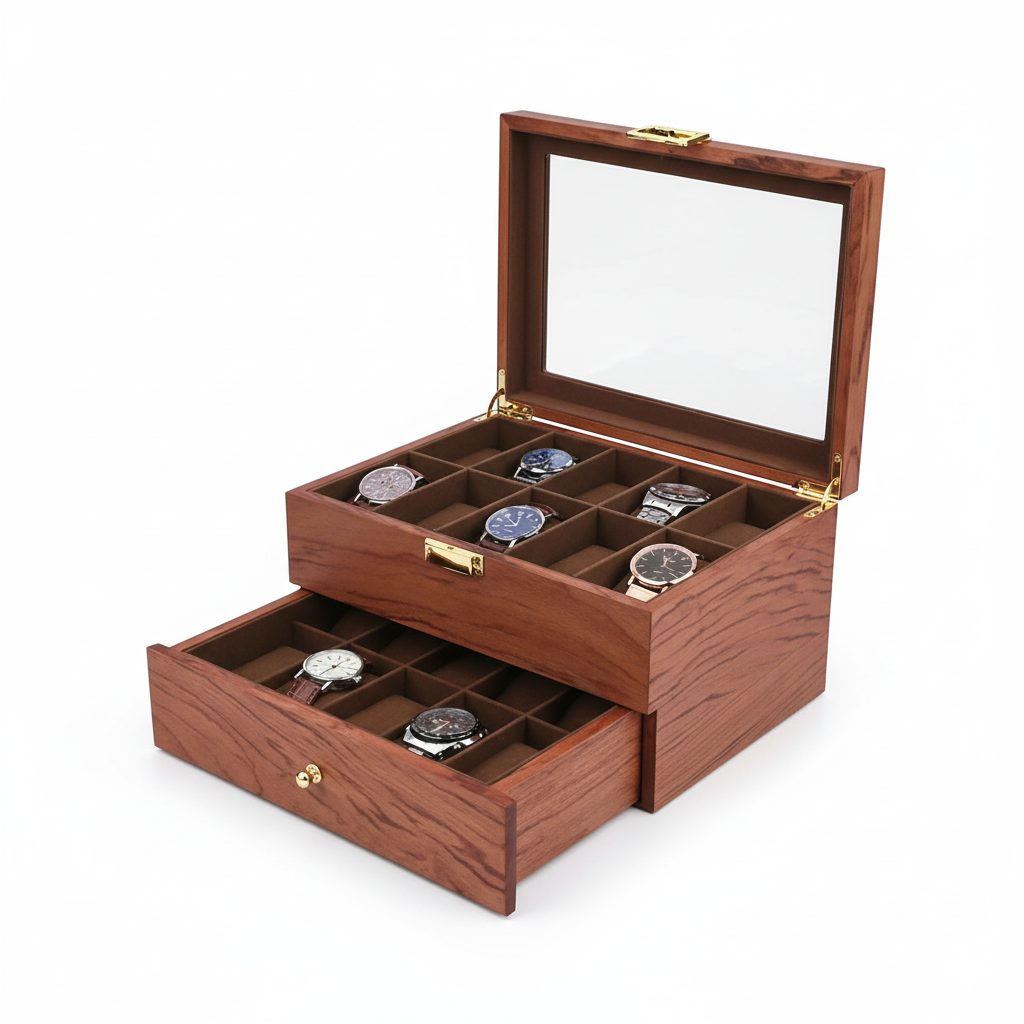Coffret en Bois Pour 20 Montres – Rangement Rétro