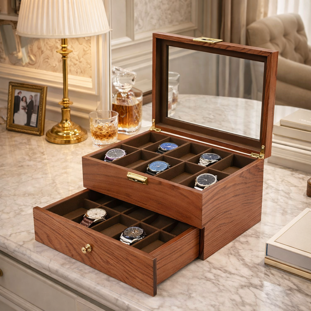 Coffret en Bois Pour 20 Montres – Rangement Rétro
