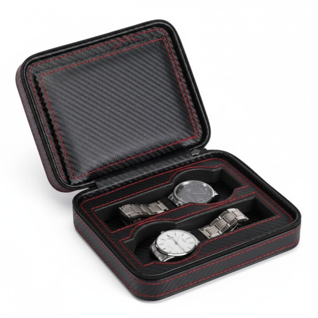 Étui De Voyage Pour Montres – Fibre De Carbone 4 Emplacements
