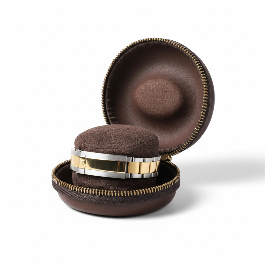 Étui Zippé À Montre De Voyage En Cuir – 1 Emplacement