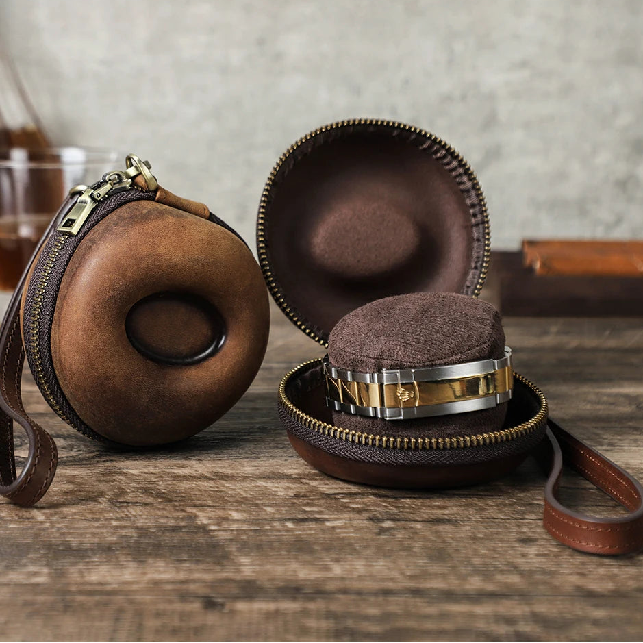 Étui Zippé À Montre De Voyage En Cuir – 1 Emplacement