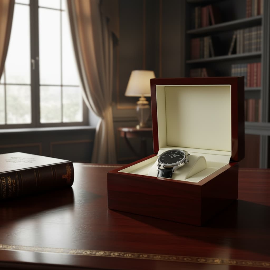 Boite À Montre En Bois De Bambou – Finition Antique & Intérieur PU