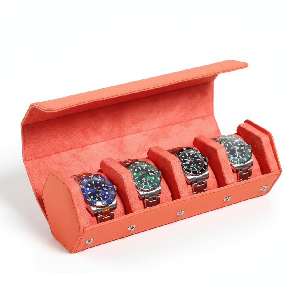 Boite À Montre De Voyage En Cuir – Étui Roulé 4 Emplacements