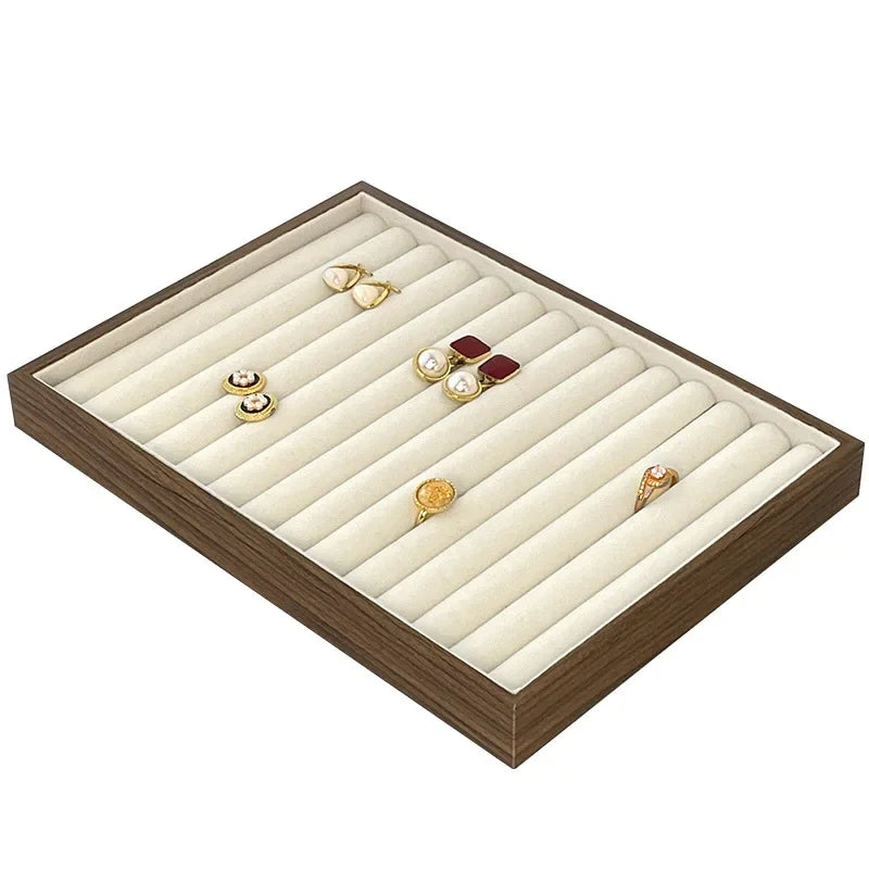 Plateau Présentoir Bijoux Noyer Multigrilles