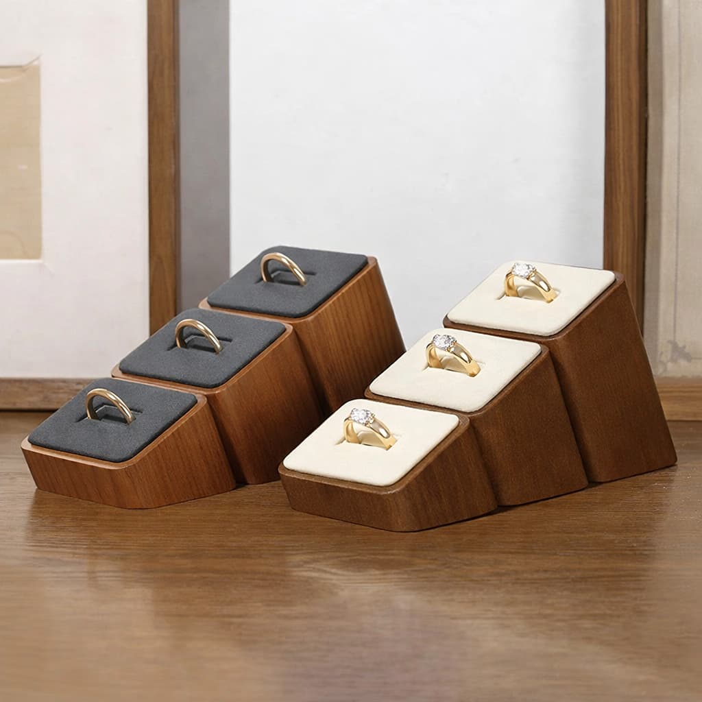 Présentoir à Bagues en Bois 3 Pièces