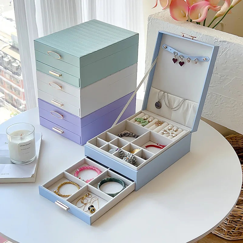 Boîte à Bijoux Double Tiroir Grande Capacité – Femme