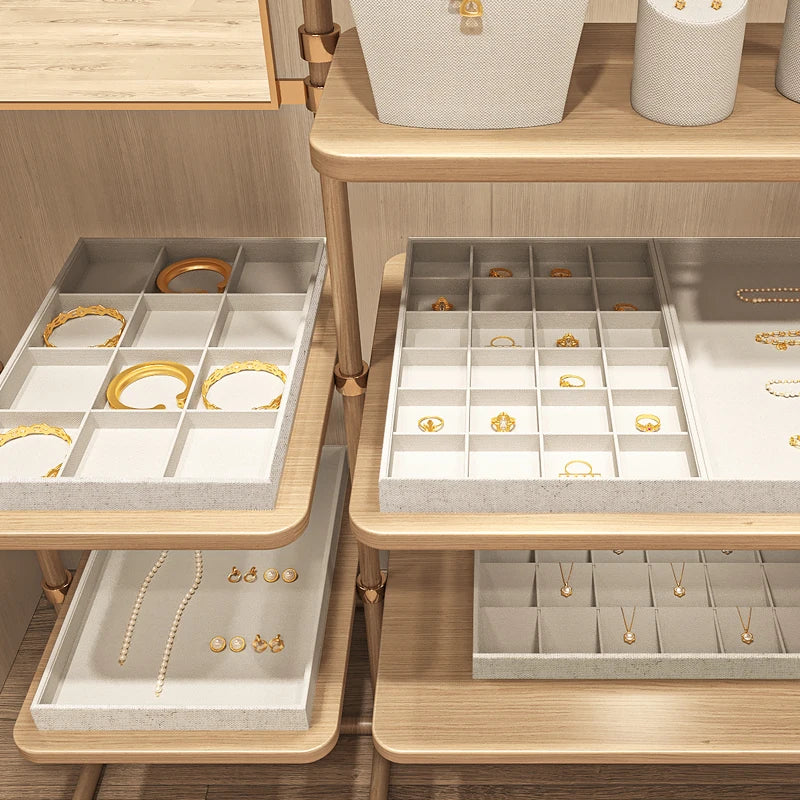 Boîte à Bijoux Plateau 12/24 Compartiments Lin
