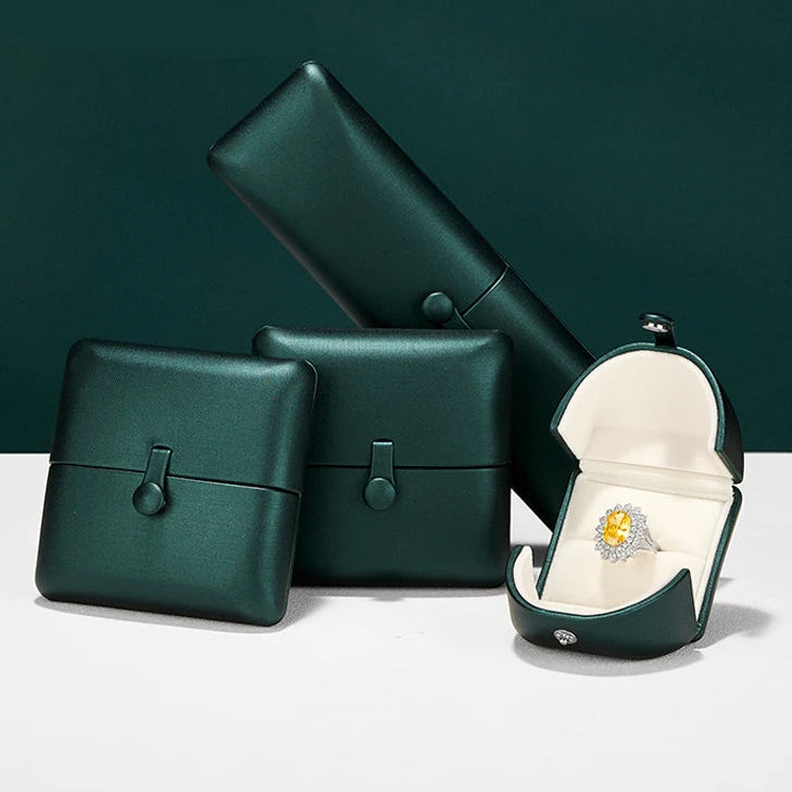 Boîte à Bijoux Cuir Vert Luxe Cadeau