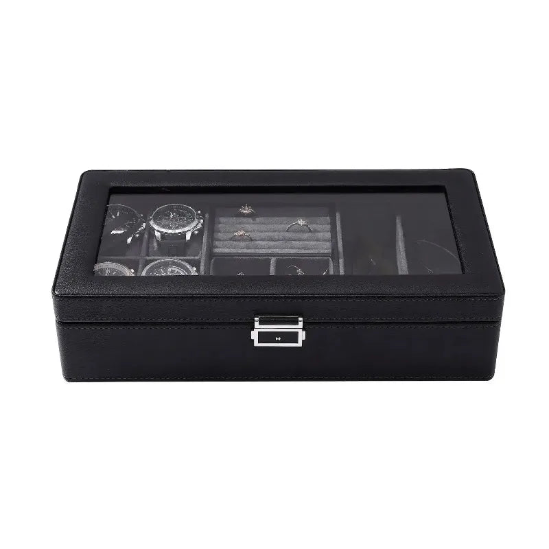 Boite À Montres Motif Litchi – Coffret Multi-Usages Noir Ou Vert