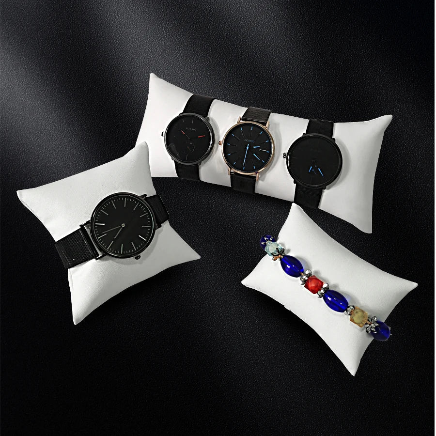 Coussin Présentoir Montre En Cuir PU Blanc – Support Élégant Polyvalent