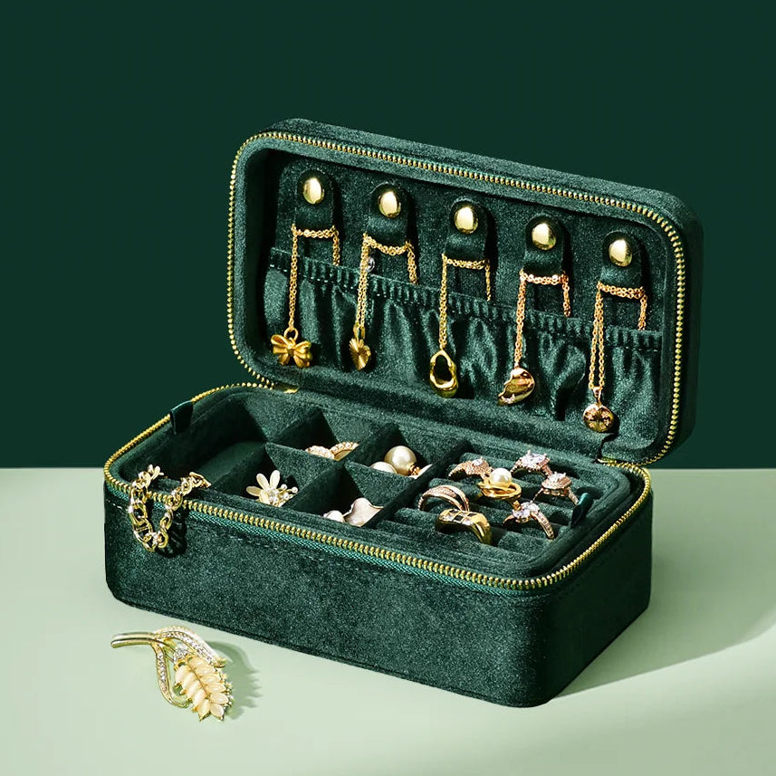 Boîte en Velours Double Étage pour Bagues et Colliers – Femme