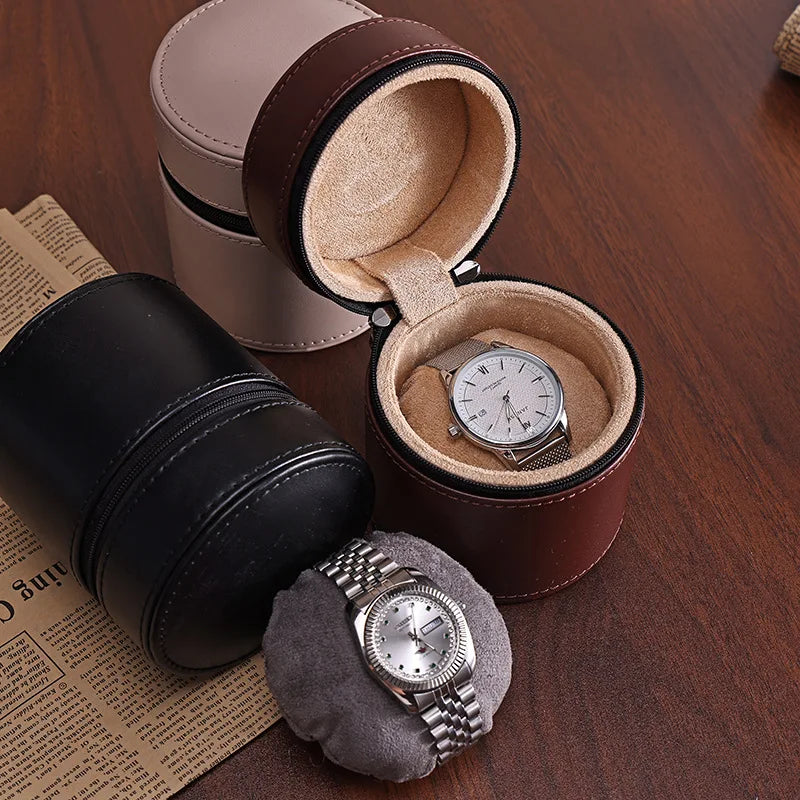 Boîte À Montre De Voyage En Cuir – Étui Compact Zippé 1 Montre