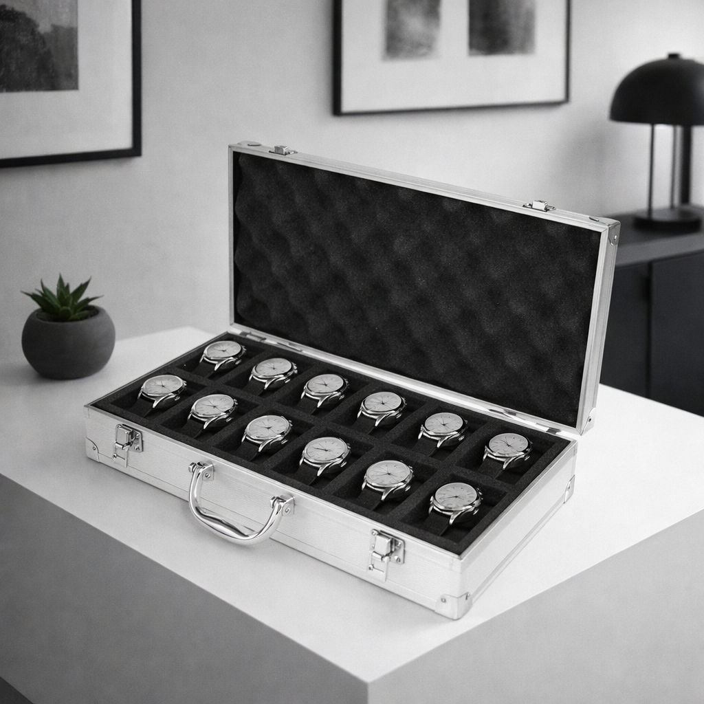 Boîte Montres en Aluminium – 10, 12 ou 18 Emplacements