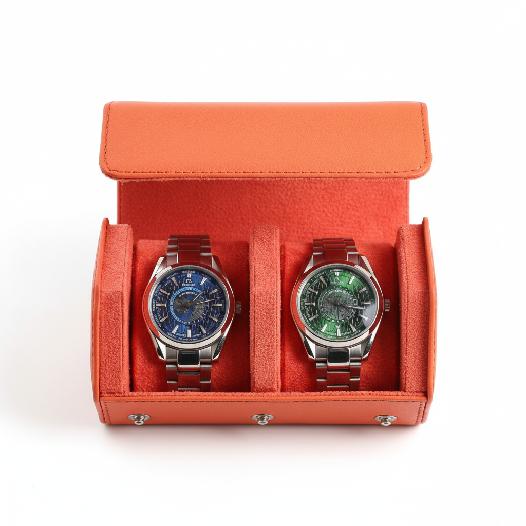Boite À Montre De Voyage En Cuir – Étui Roulé 2 Emplacements