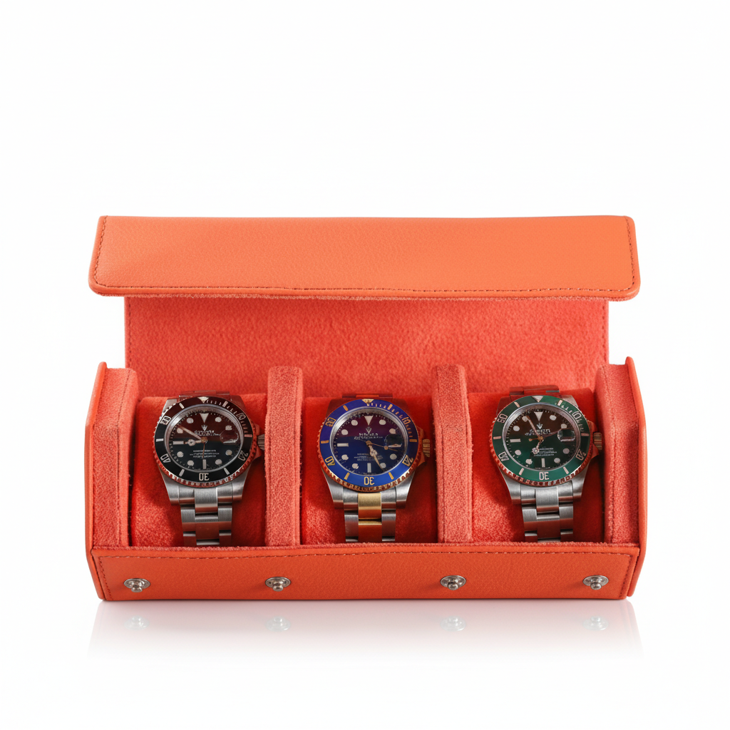 Boite À Montre De Voyage Cuir – Étui Roulé 3 Emplacements